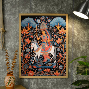 Mythical Women on Horse: Artisan Canvas Wall Decor -Wall painting-Chitran by sowpeace-Mythical Women on Horse: Artisan Canvas Wall Decor-CH-WRT-MWHM-Sowpeace