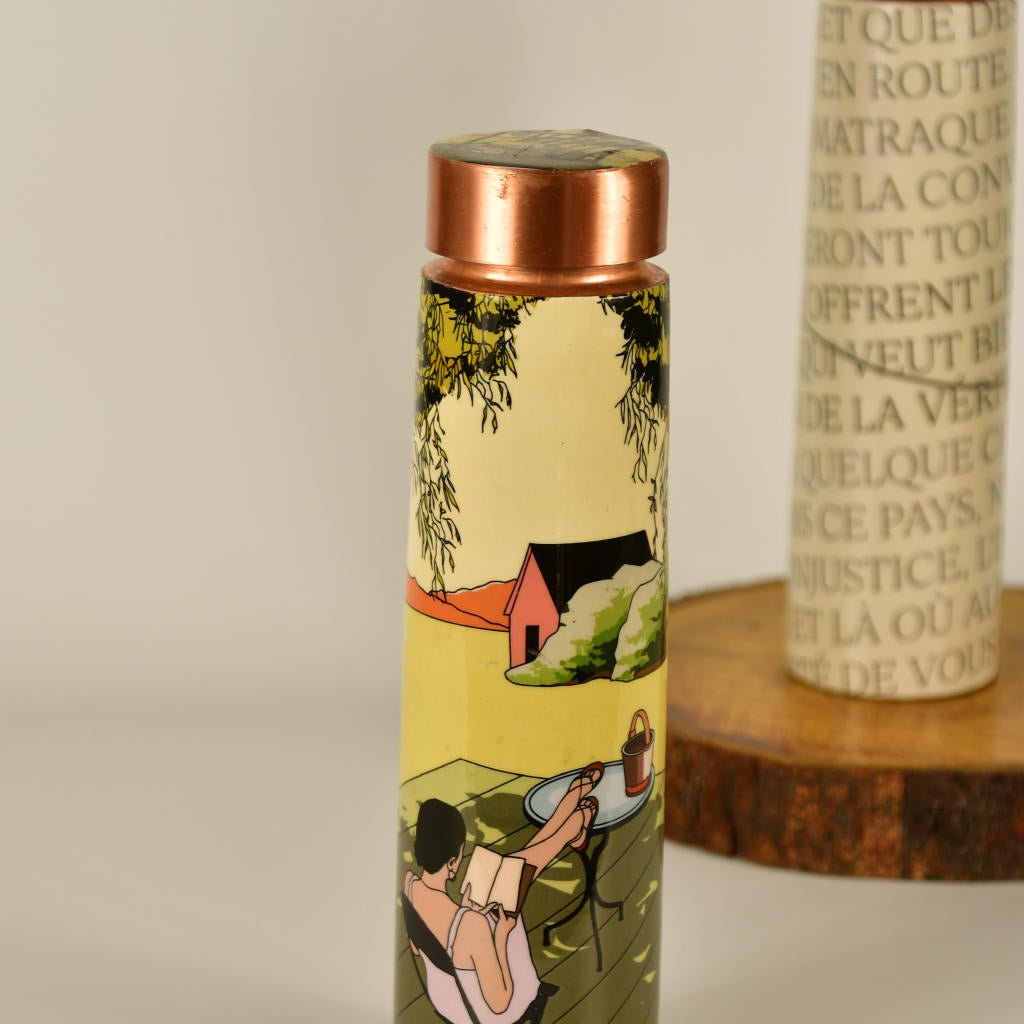 Sowpeace Copper Girl-in-Lawn Bottle: Artful Home & Kitchen Decor