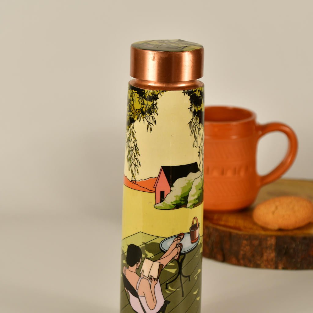 Sowpeace Copper Girl-in-Lawn Bottle: Artful Home & Kitchen Decor