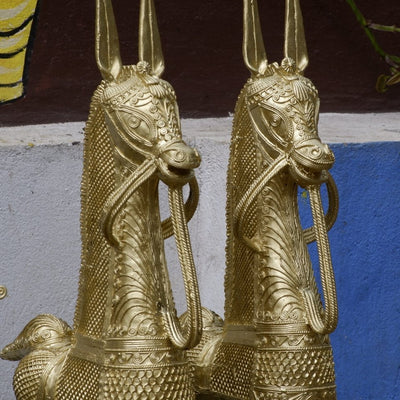 Dhokra Horses: Majestic Pair Tabletop Decor