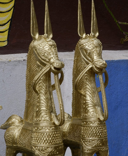 Dhokra Horses: Majestic Pair Tabletop Decor
