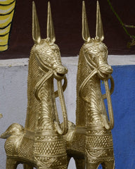 Dhokra Horses: Majestic Pair Tabletop Decor - Additional View