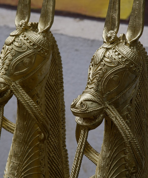 Dhokra Horses: Majestic Pair Tabletop Decor