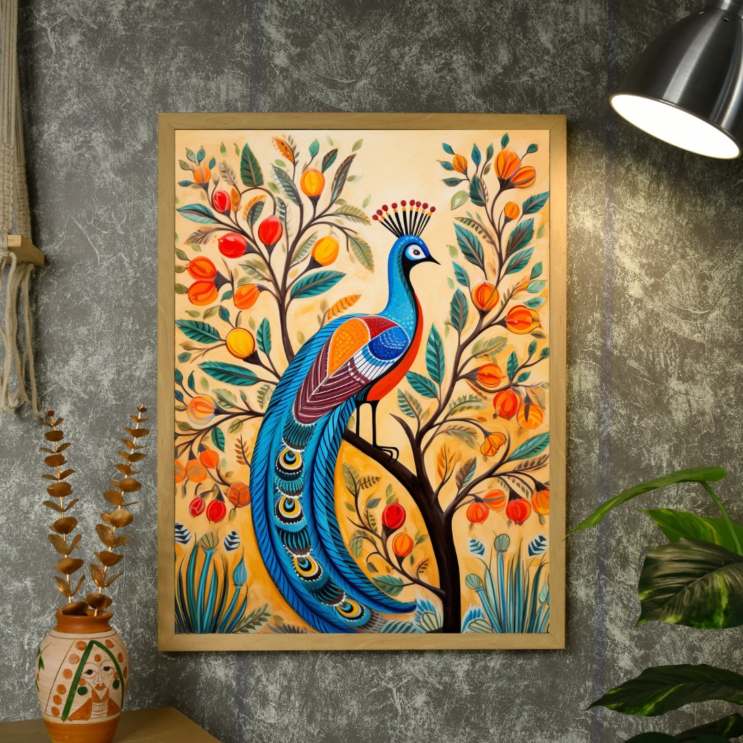 Find Your Paradise: Sowpeace Handcrafted Peacock Canvas – Premium Indian-Inspired Art for Stylish Home Interiors