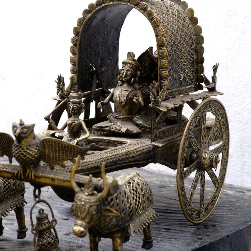 Premium Brass Dhokra Cow Cart Home Decor – view 1