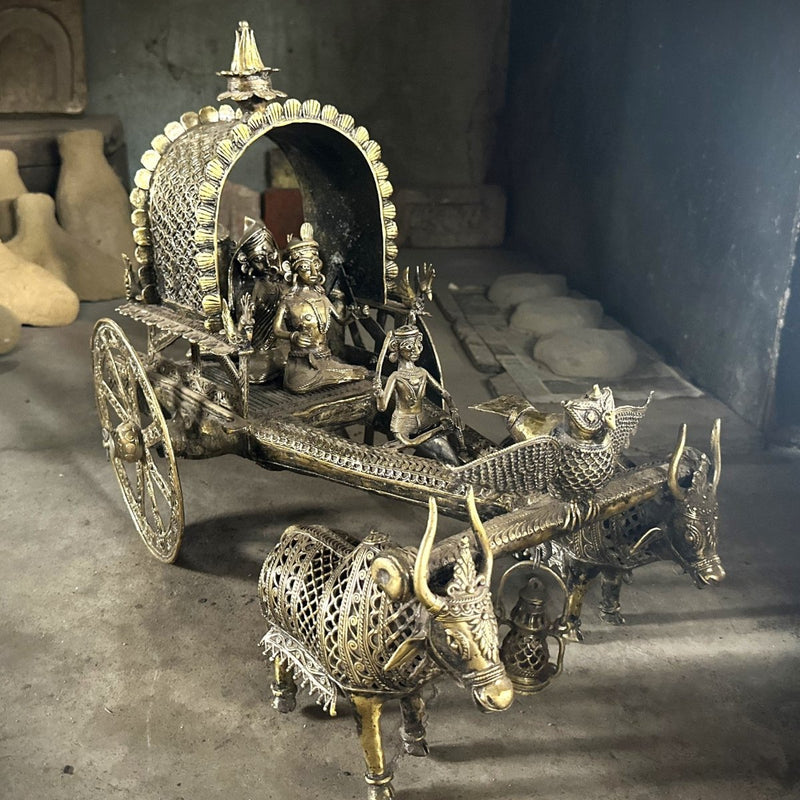 Premium Brass Dhokra Cow Cart Home Decor – view 2