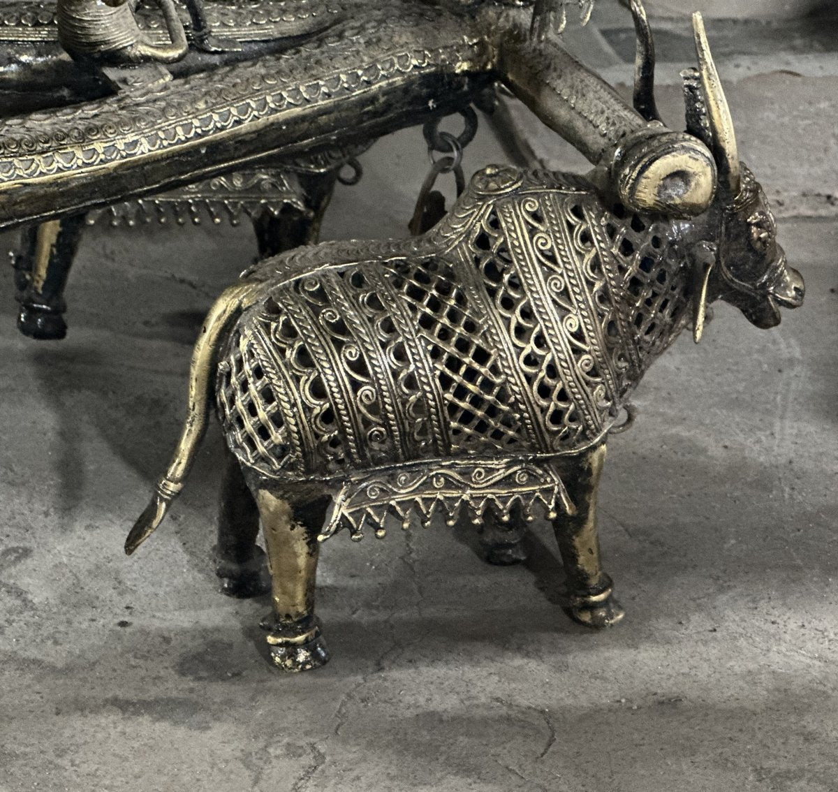 Premium Brass Dhokra Cow Cart Home Decor