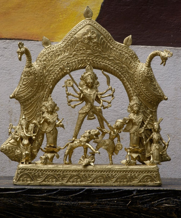 Premium Dhokra Durga Sculpture  Artisan Brass Home Decor — main view