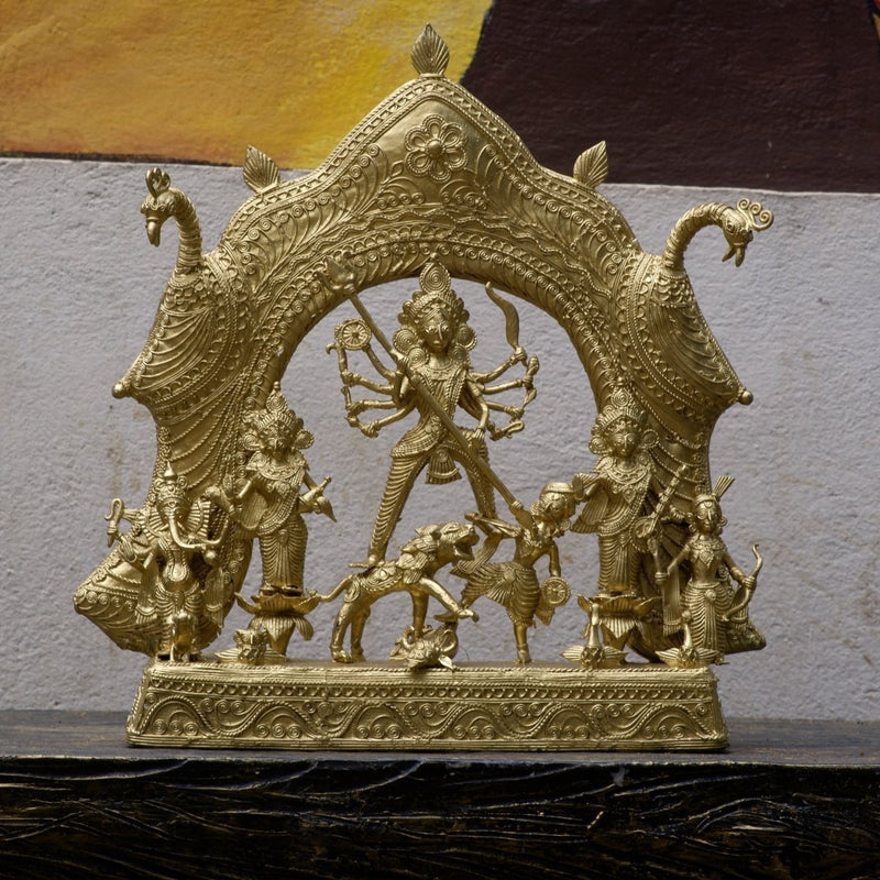 Premium Dhokra Durga Sculpture  Artisan Brass Home Decor – view 1