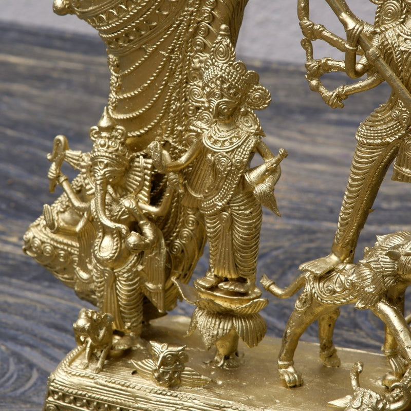 Premium Dhokra Durga Sculpture  Artisan Brass Home Decor – view 4