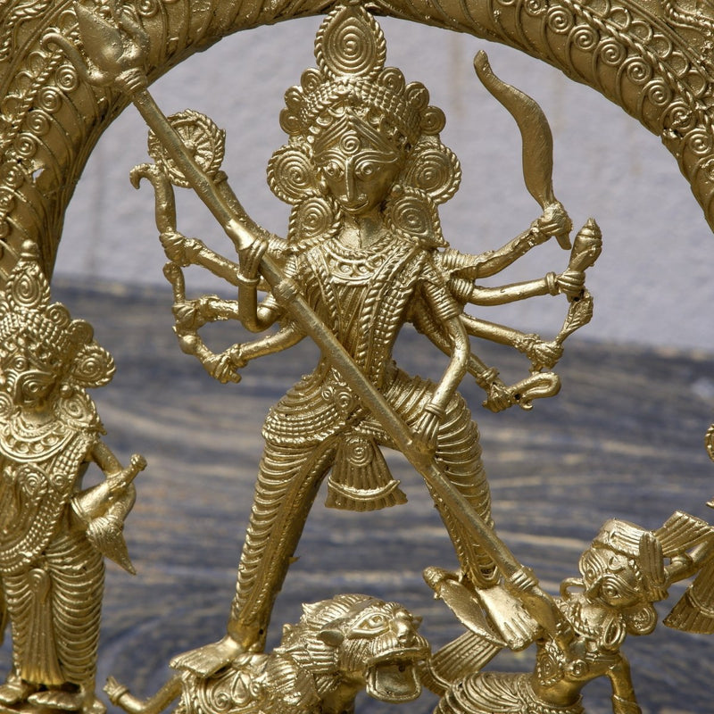 Premium Dhokra Durga Sculpture  Artisan Brass Home Decor – view 3