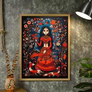 Sowpeace Canvas: Artisan Red Women Wall Decor Masterpiece Collection -Wall painting-Chitran by sowpeace-Sowpeace Canvas: Artisan Red Women Wall Decor Masterpiece Collection-CH-WRT-MRW-Sowpeace
