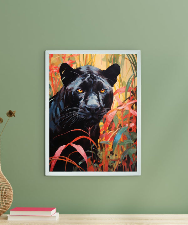 Sowpeace Harmony: Find Your Handcrafted Abstract Black Panther – Premium Indian-Inspired Canvas Art for Stylish and Elegant Interiors — main view