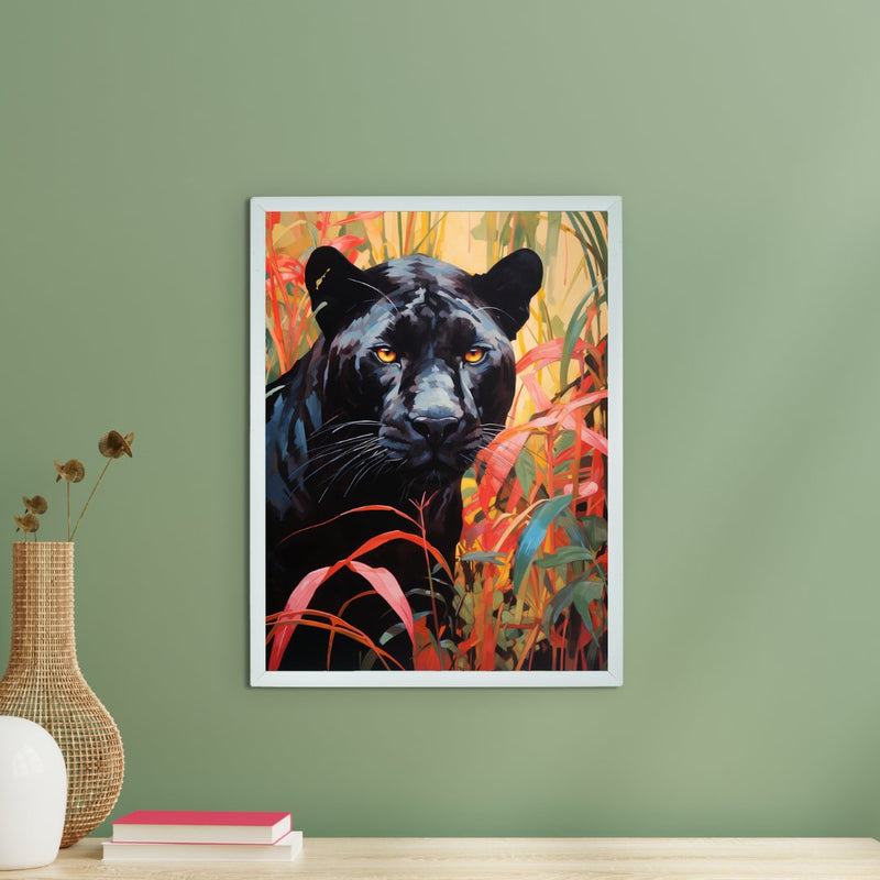 Sowpeace Harmony: Find Your Handcrafted Abstract Black Panther – Premium Indian-Inspired Canvas Art for Stylish and Elegant Interiors – view 1