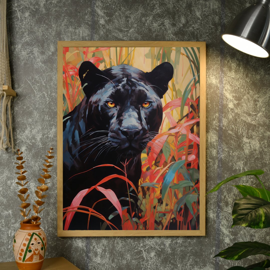 Sowpeace Harmony: Find Your Handcrafted Abstract Black Panther – Premium Indian-Inspired Canvas Art for Stylish and Elegant Interiors