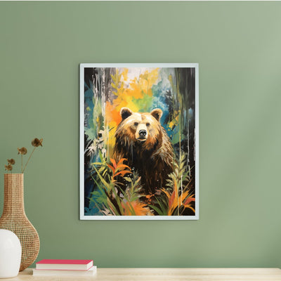 Sowpeace Harmony: Find Your Handcrafted Abstract Bear – Premium Indian-Inspired Canvas Art for Elegant Home Decor