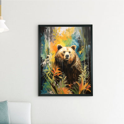 Sowpeace Harmony: Find Your Handcrafted Abstract Bear – Premium Indian-Inspired Canvas Art for Elegant Home Decor