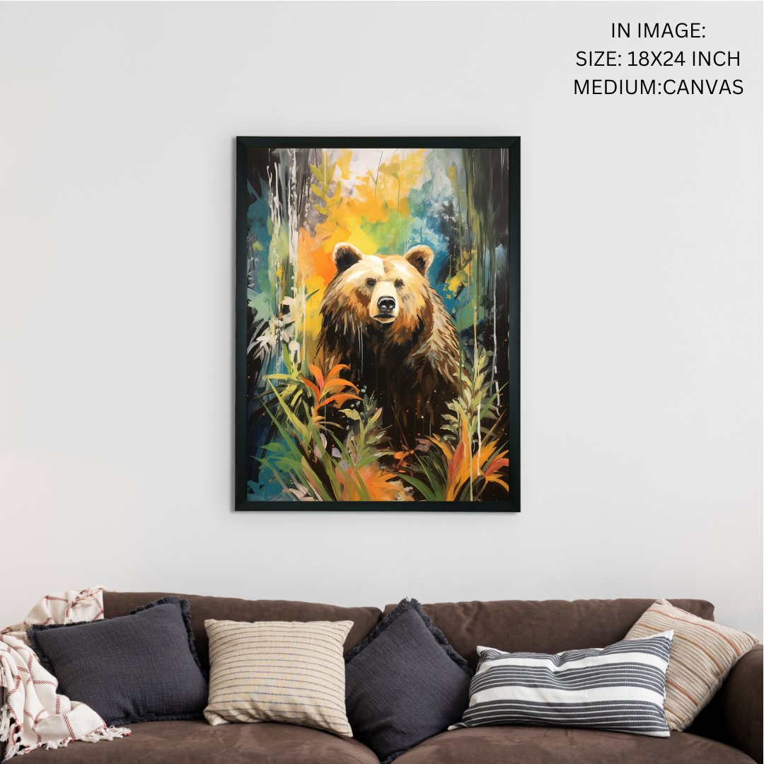 Sowpeace Harmony: Find Your Handcrafted Abstract Bear – Premium Indian-Inspired Canvas Art for Elegant Home Decor