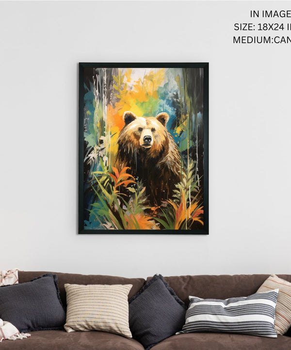 Sowpeace Harmony: Find Your Handcrafted Abstract Bear – Premium Indian-Inspired Canvas Art for Elegant Home Decor — image 5