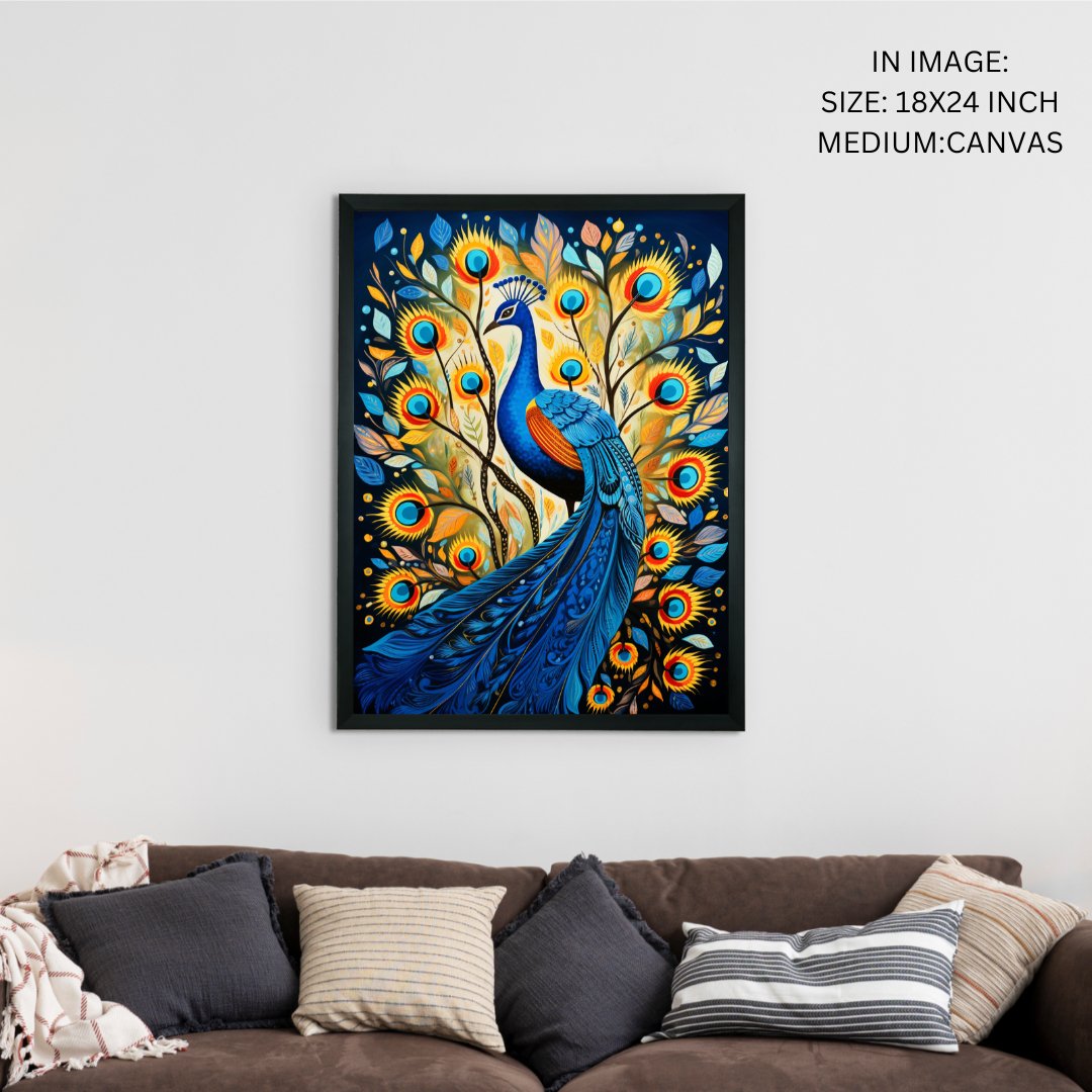 Sowpeace Aura: Embrace Peacock's Harmony – Premium Handcrafted Canvas Art for Modern and Elegant Home Decoration