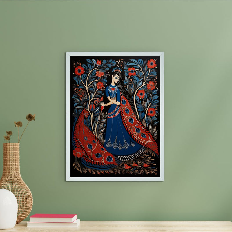 Sowpeace Radiance: Handcrafted Women & the Peacock Spirit – Premium Indian-Inspired Canvas Print for Elegant Decor – view 1