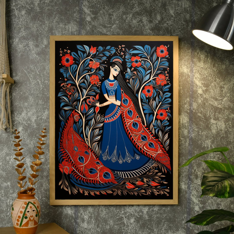 Sowpeace Radiance: Handcrafted Women & the Peacock Spirit – Premium Indian-Inspired Canvas Print for Elegant Decor – view 4