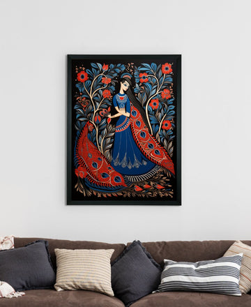 Sowpeace Radiance: Handcrafted Women & the Peacock Spirit – Premium Indian-Inspired Canvas Print for Elegant Decor — alternate view