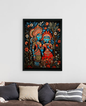 Sowpeace Serenity: Handcrafted Krishna & Radha's Bliss – Premium Indian-Inspired Canvas Wall Print for Spiritual Home Decor — alternate view