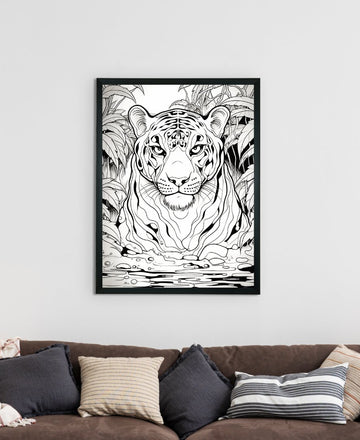 Stripes of Serenity: Sowpeace Handcrafted Tiger Wall Art – Premium Indian-Inspired Canvas Print for Elegant Home Decor — alternate view
