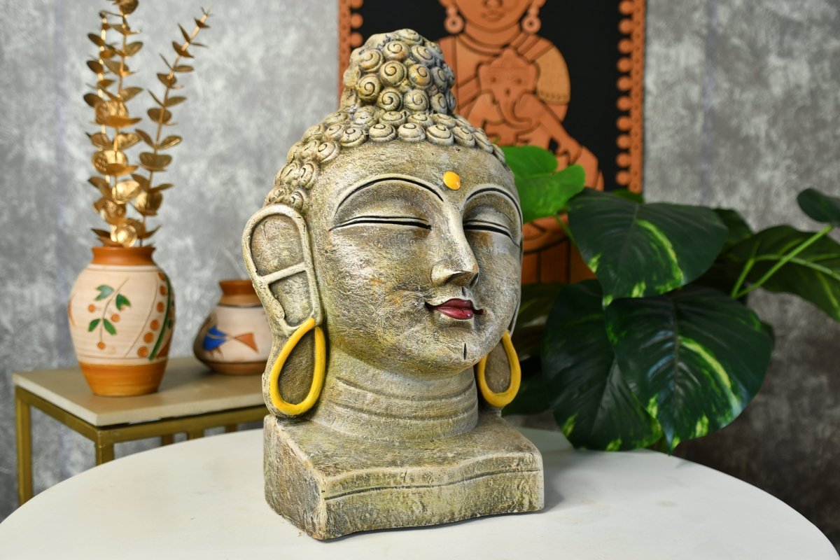 Sowpeace Large Terracotta Buddha Head: Artisan Tabletop Decor