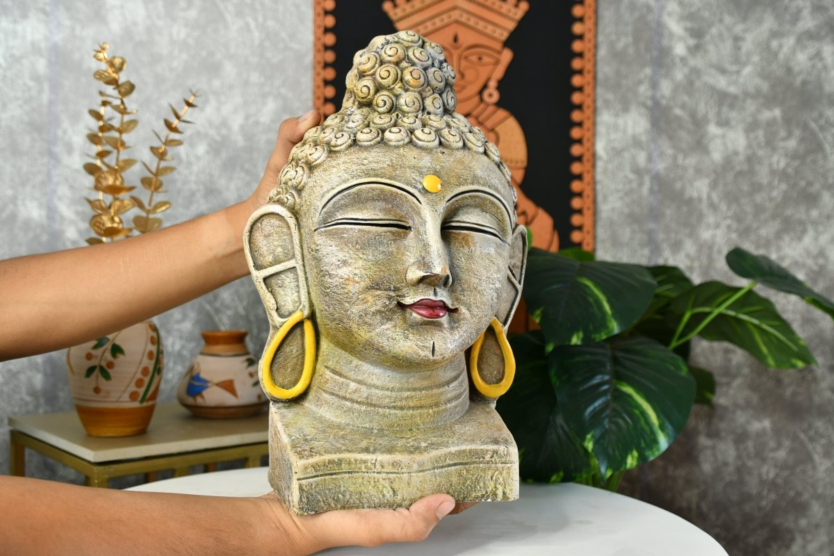 Sowpeace Large Terracotta Buddha Head: Artisan Tabletop Decor