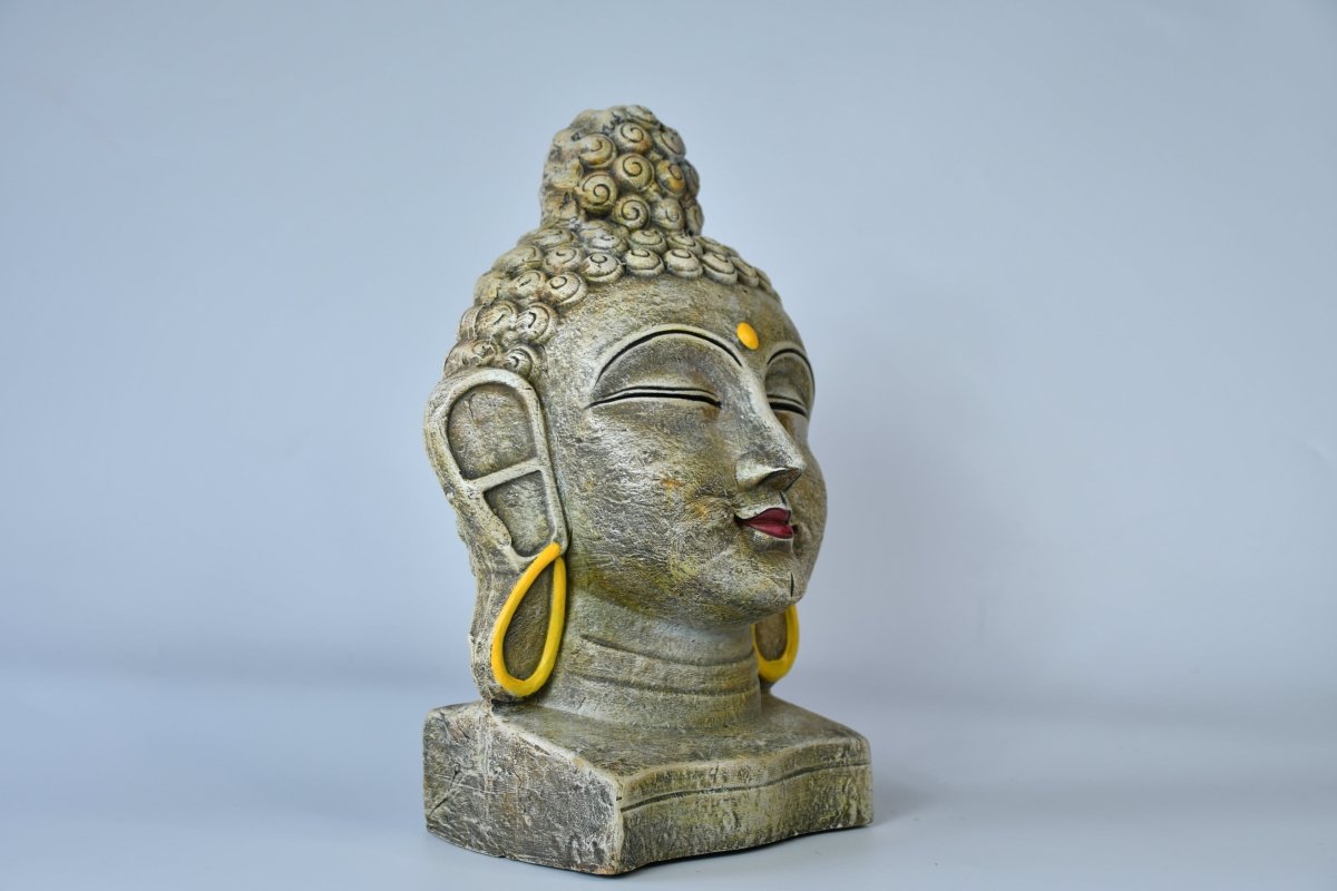 Sowpeace Large Terracotta Buddha Head: Artisan Tabletop Decor