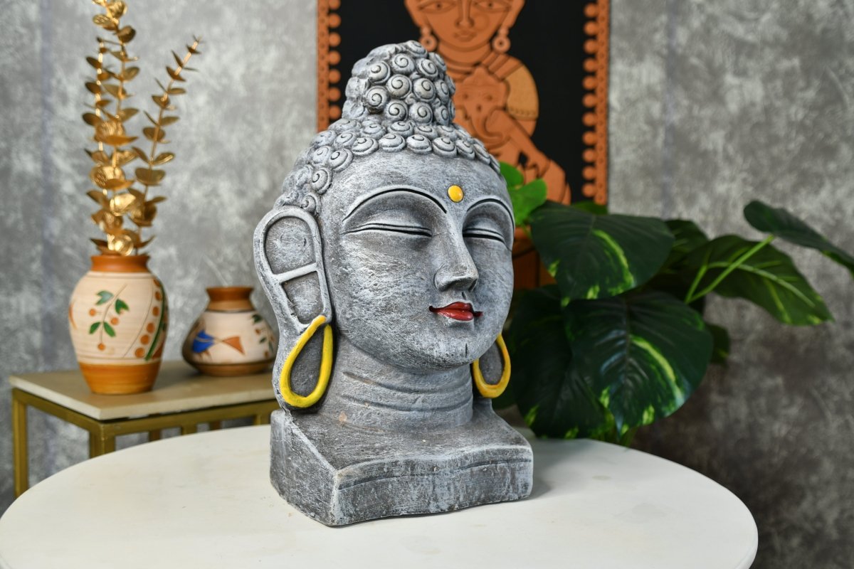 Sowpeace Large Terracotta Buddha Head: Artisan Tabletop Decor