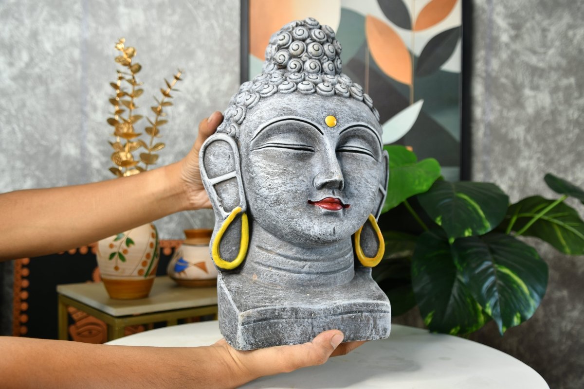 Sowpeace Large Terracotta Buddha Head: Artisan Tabletop Decor