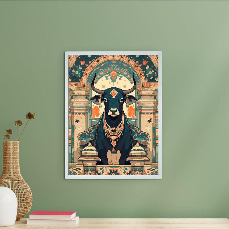 Sowpeace's Handcrafted Pichwai Cow Art with Hindu Mythology – Premium Indian-Inspired Canvas Wall Print for Traditional Home Decor – view 1
