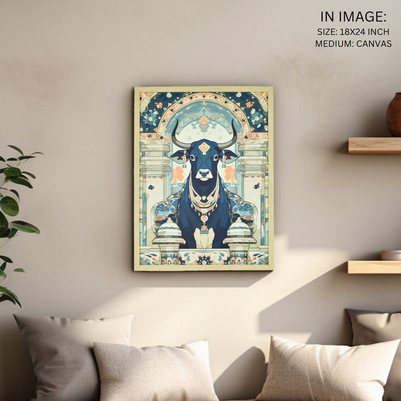 Sowpeace's Handcrafted Pichwai Cow Art with Hindu Mythology – Premium Indian-Inspired Canvas Wall Print for Traditional Home Decor – view 5