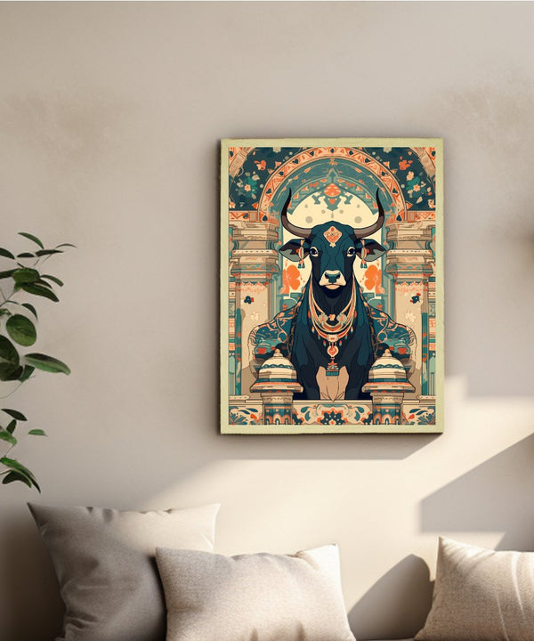 Sowpeace's Handcrafted Pichwai Cow Art with Hindu Mythology – Premium Indian-Inspired Canvas Wall Print for Traditional Home Decor — image 4