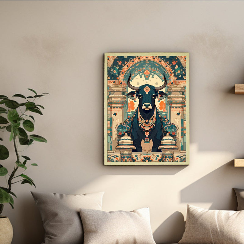 Sowpeace's Handcrafted Pichwai Cow Art with Hindu Mythology – Premium Indian-Inspired Canvas Wall Print for Traditional Home Decor – view 4