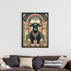 Sowpeace's Handcrafted Pichwai Cow Art with Hindu Mythology – Premium Indian-Inspired Canvas Wall Print for Traditional Home Decor - Additional View