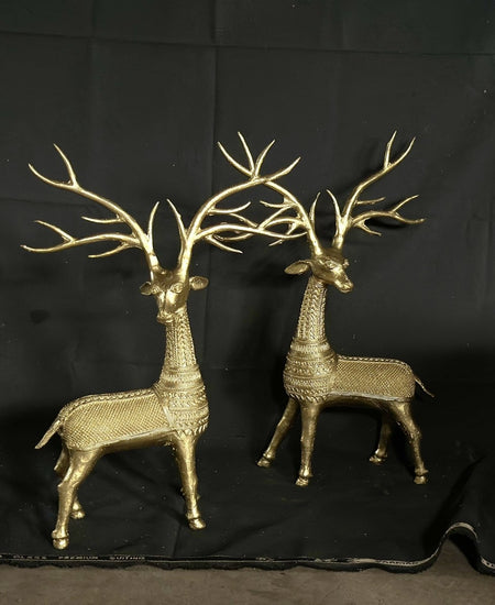 Unique Brass Dhokra Deer Pair Decor